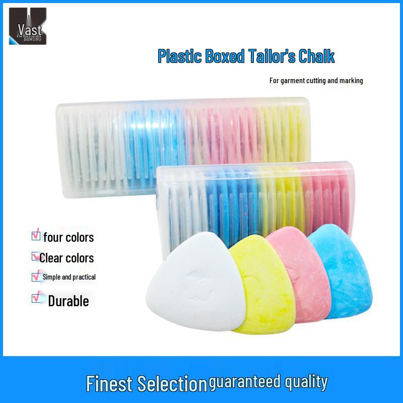 Boxed Tailor's Chalk Set - 20/30 Colorful, Washable Triangle Pieces for Sewing & Cutting