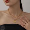 New 316L Stainless Steel Geometric Round Medal Pendant T Chain Multilayer Chain Necklace Necklace Ladies Wedding Accessories