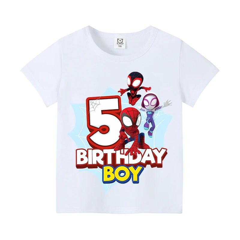 New Short Sleeve Marvels SpiderUnisex Kids Tshirt Number 19 Cartoon Figure Printed Tshirt Birthday Party Wears 100Cotton Tee