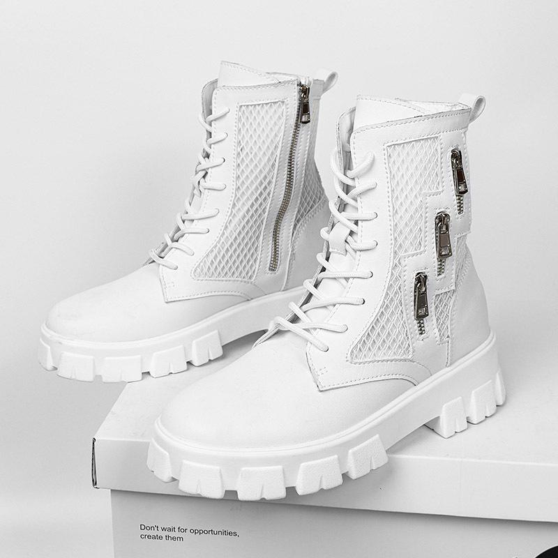 

Летние ботинки Мартин мужские белые полые дышащие ботинки с высоким берцем тонкие ботинки мужские на толстой подошве с внутренней платформой Челси мужские ботинки 39