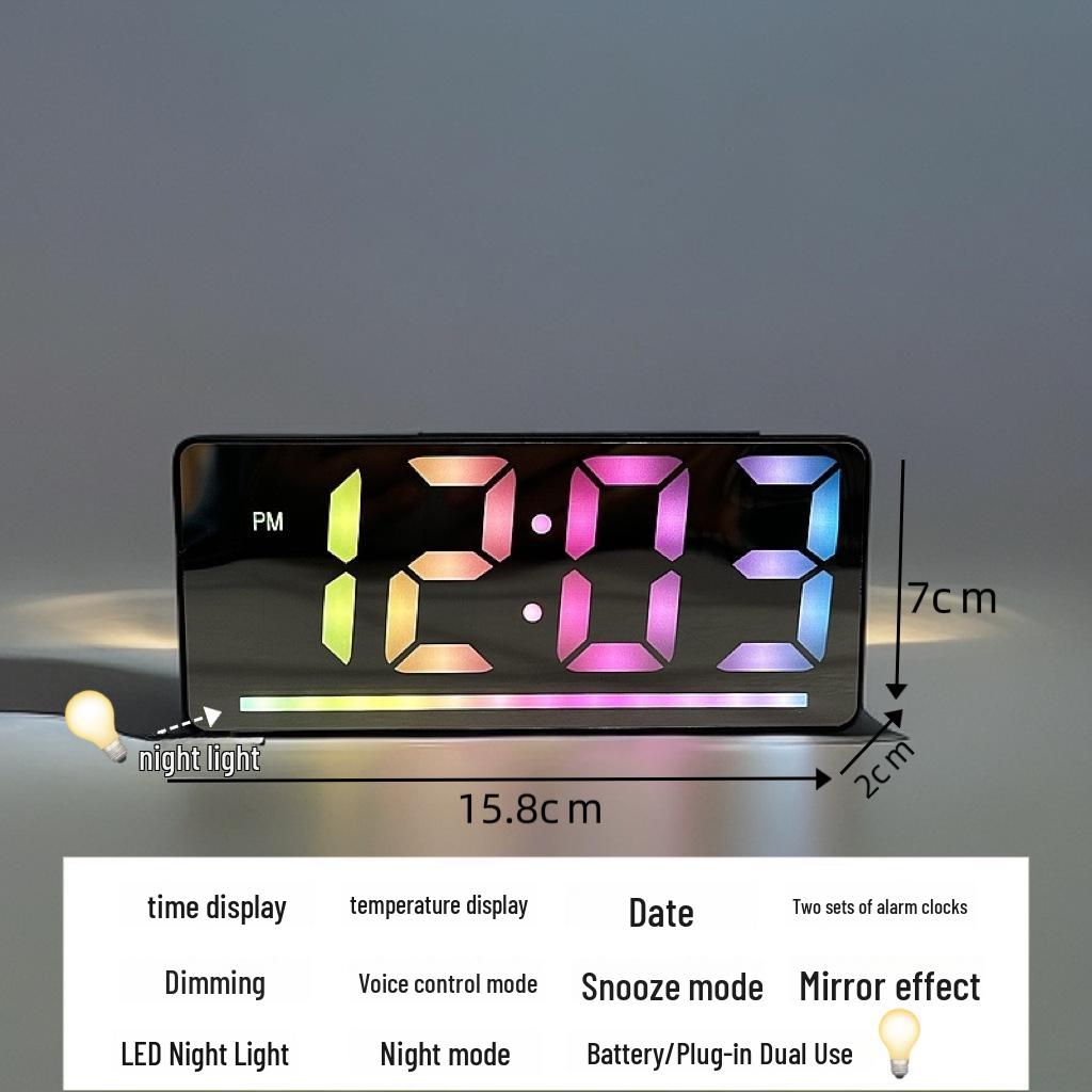 

LED Atmosphere Night Light Alarm Clock with Stable Base and Dual Power Options