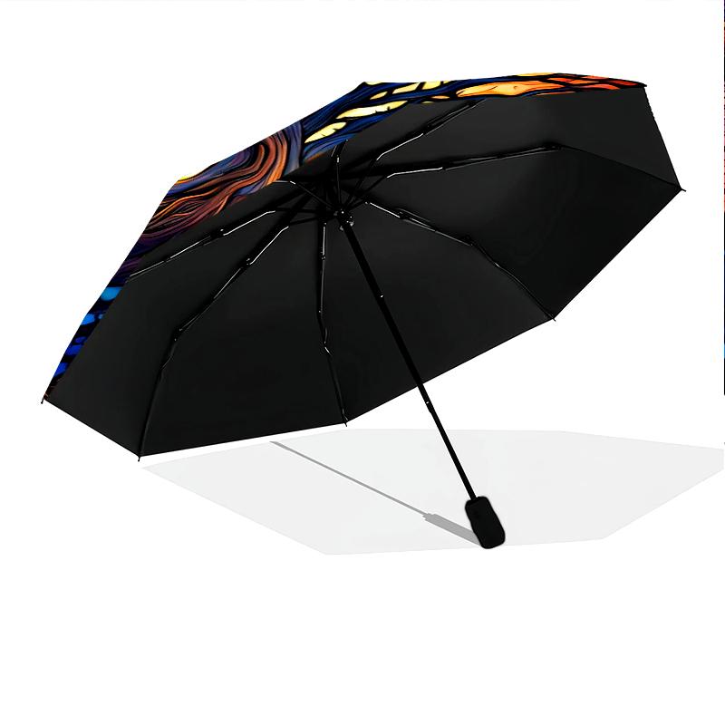 1PC Celtic Tree of Life Umbrella Portable Folding Umbrella Iron Frame Hole Bone Structure Outdoor Home Umbrella A16