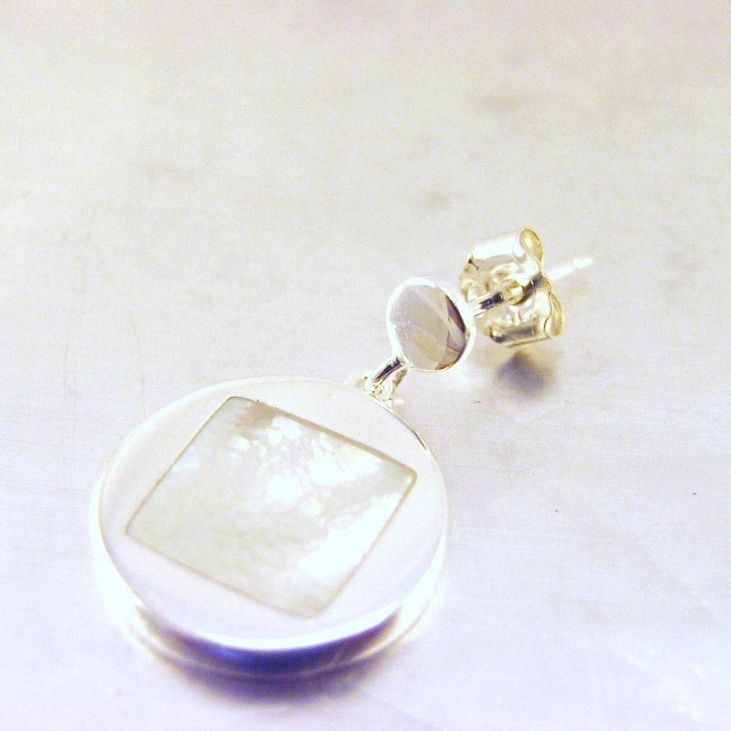 Les Trésors De Lily [F0035] - Silver Earrings 'Wisdom' Silver Mother-of-pearl - 19x13 Mm