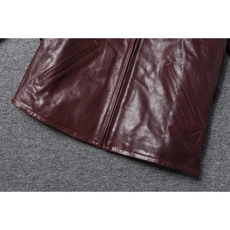 Chinese Size Classical 1930 Style Men Leather Jacket Uncoated Natural Goatskin Leather Soft Slim Spring Autumn