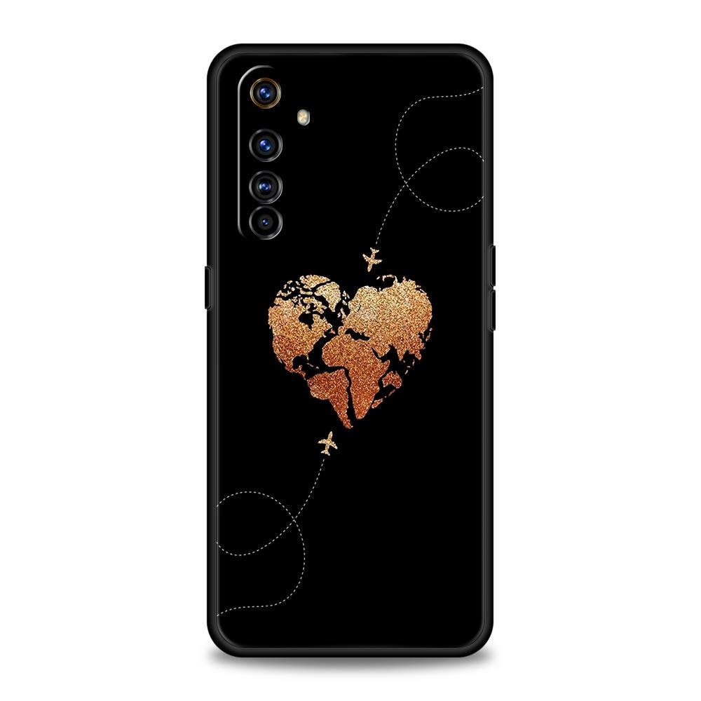 Módní letadla mapa světa cestovní kryt pro Realme GT Neo 2 3T telefon pouzdro pro Realme 11 10 9 8 5G 7 6 GT2 Pro Plus C21 C11 C25 C35 kryt
