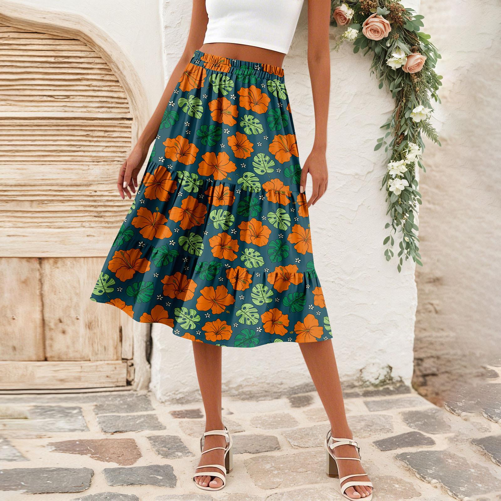 

Женская повседневная юбка А-силуэта с высокой талией, юбка в полоску с принтом в горошек и карманами XXL