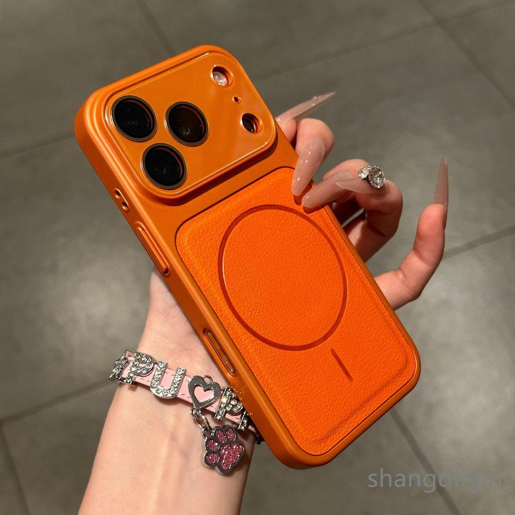 Large Lychee Texture Magnetic Phone Case for iPhone 17, Compatible with 13, 14, 15, 16 Pro Max - Full Coverage.