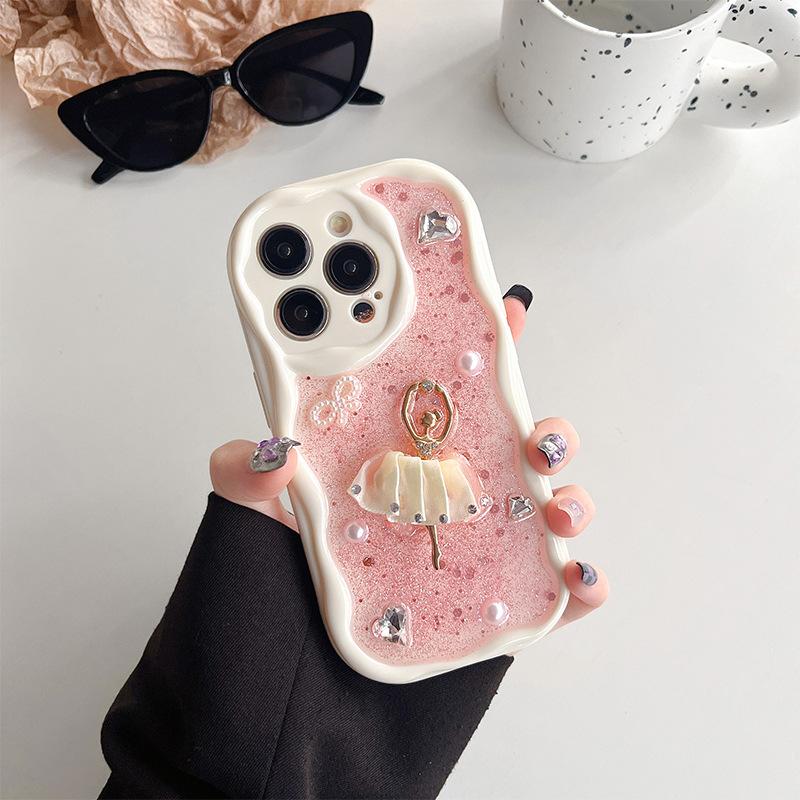 

Applicable Iphone16Promax phone case Ballet girl wind phone case Apple 15 pearl rhinestone iPhone 7/8/SE 2020
