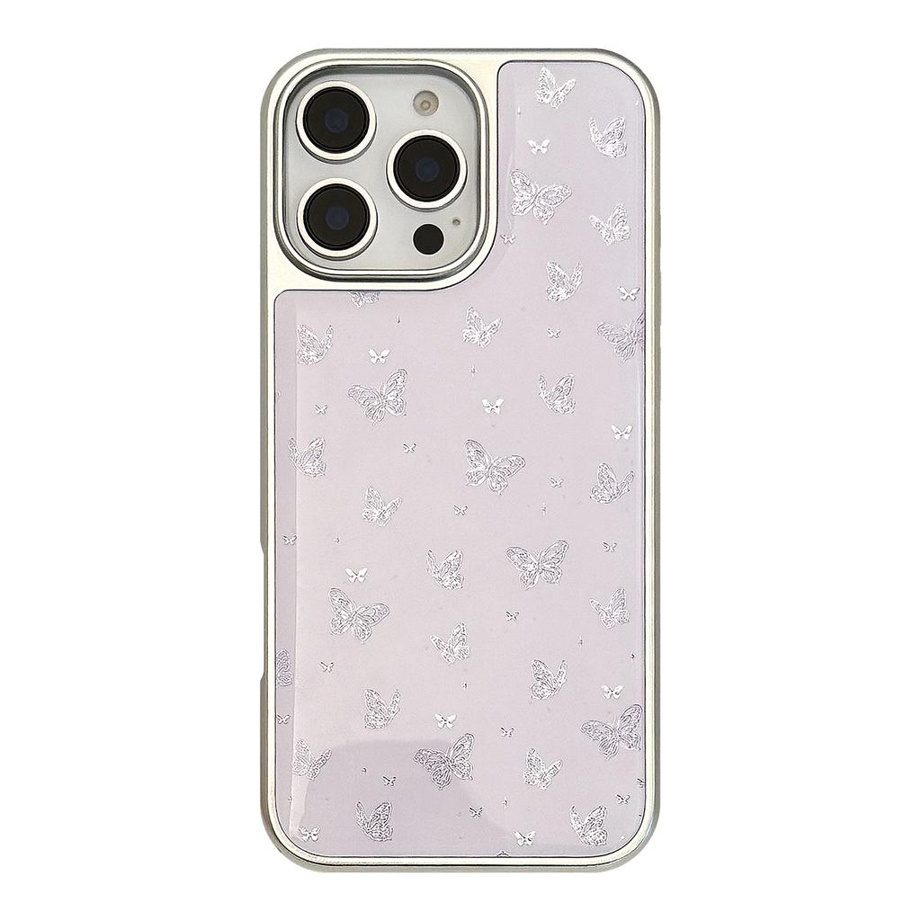 Gilded Ins Purple Butterfly Suitable for Apple 15pro Max Mobile Phone Case Iphone16 Drop Glue13 Electroplating14 Huawei