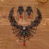 Halloween Skull Spider Lace Choker Necklace Dark Wind Fringed Earrings