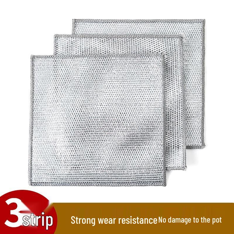 Двусторонняя мочалка из стальной ваты: Антипригарный, Легко моющийся, Прочный дезактивирующий скребок для посуды и кастрюль