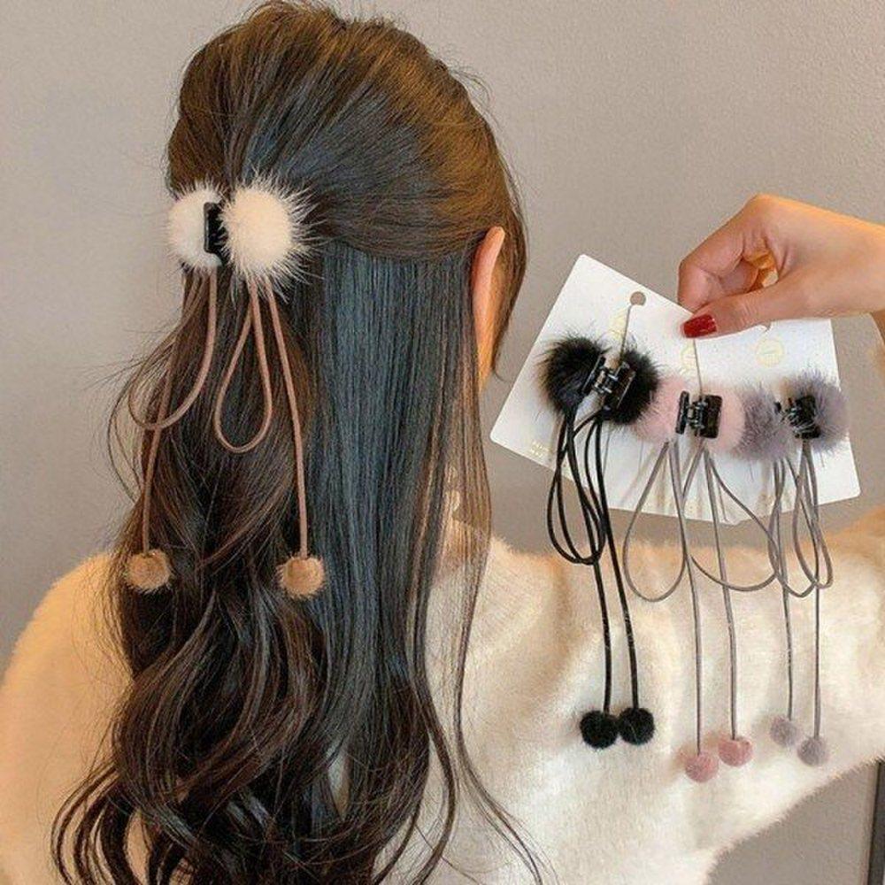 

Mno Cute Women s Hairstyle Pom Pom Outing Fashion Mini Hair Clip Hairpin Hairpin Ribbon Hair Clip Purple