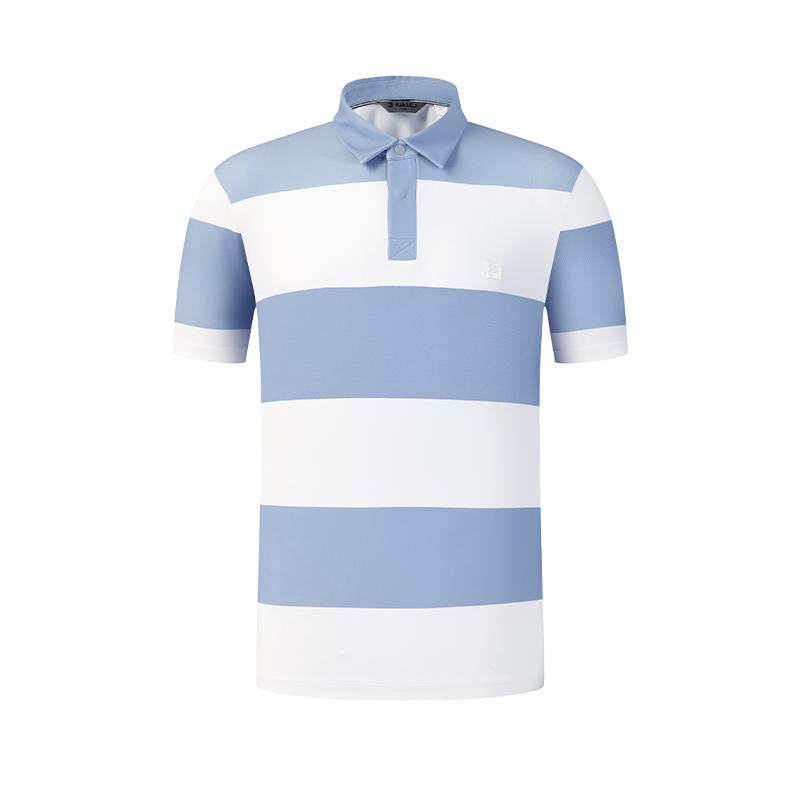FILA Golf Series Light Blue Striped Moisture-Wicking Polo Shirt Men tops A11M625144FBU L