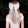 Tulle Bow With Pearls Wedding Headdress White Bridal Veils  for Women's Wedding Veils