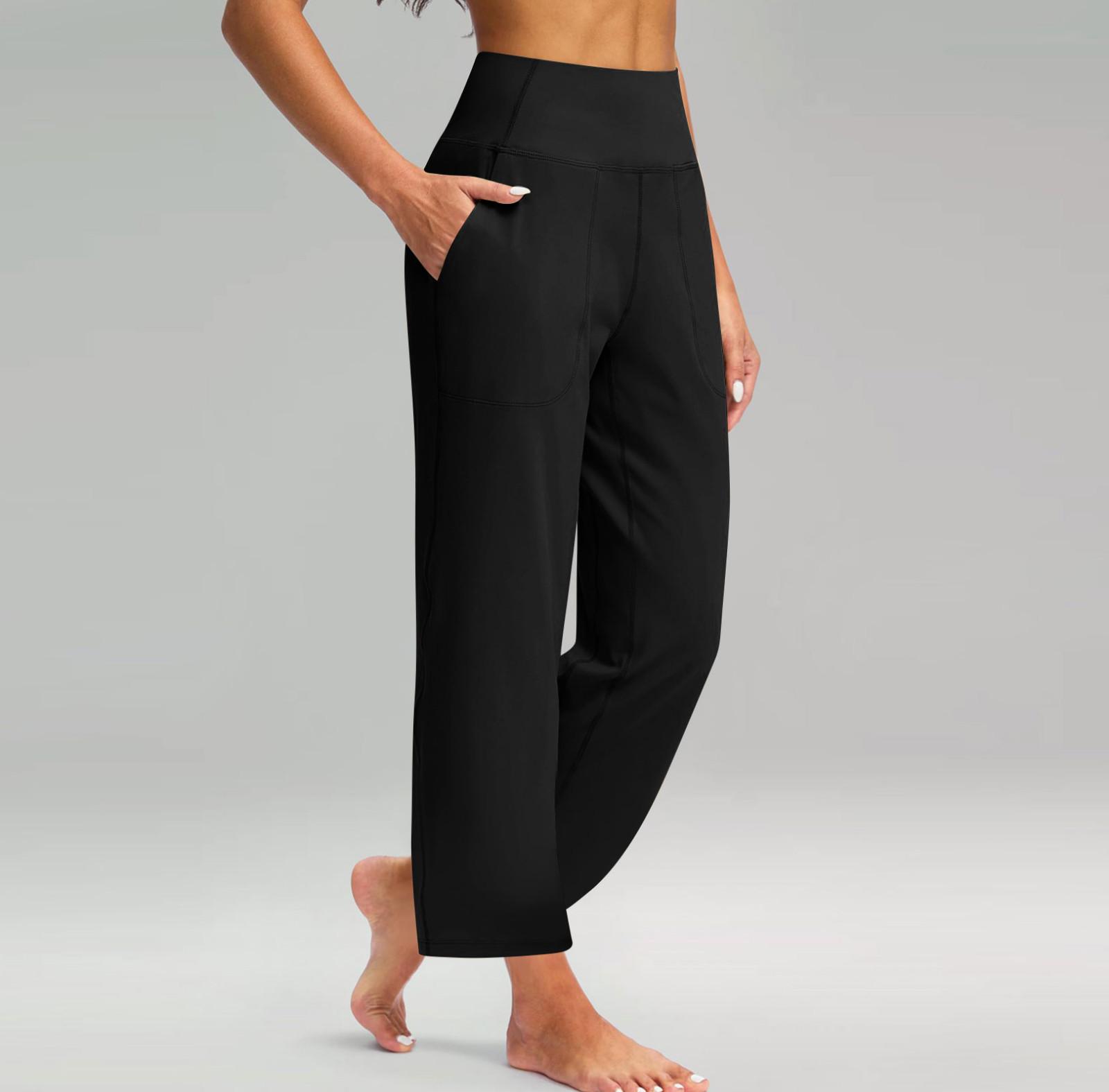 

Женские модные повседневные брюки с эластичными карманами и высокой талией, спортивные штаны XXXL чёрный