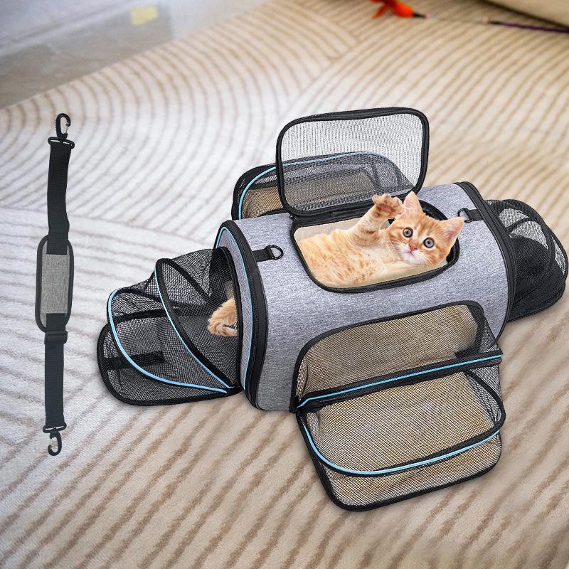 Aviation Foldable Breathable Expandable Four-Door Portable Pet Carrier