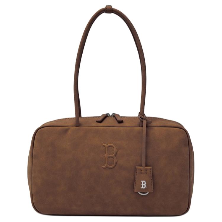 MLB Basic Boston Red Sox Palette Square Two-Way Zipper Closure Synthetic Leather Polyester Handbag Women handbags Brown 3AORSD16N-43BRS Basic Set (Bag)