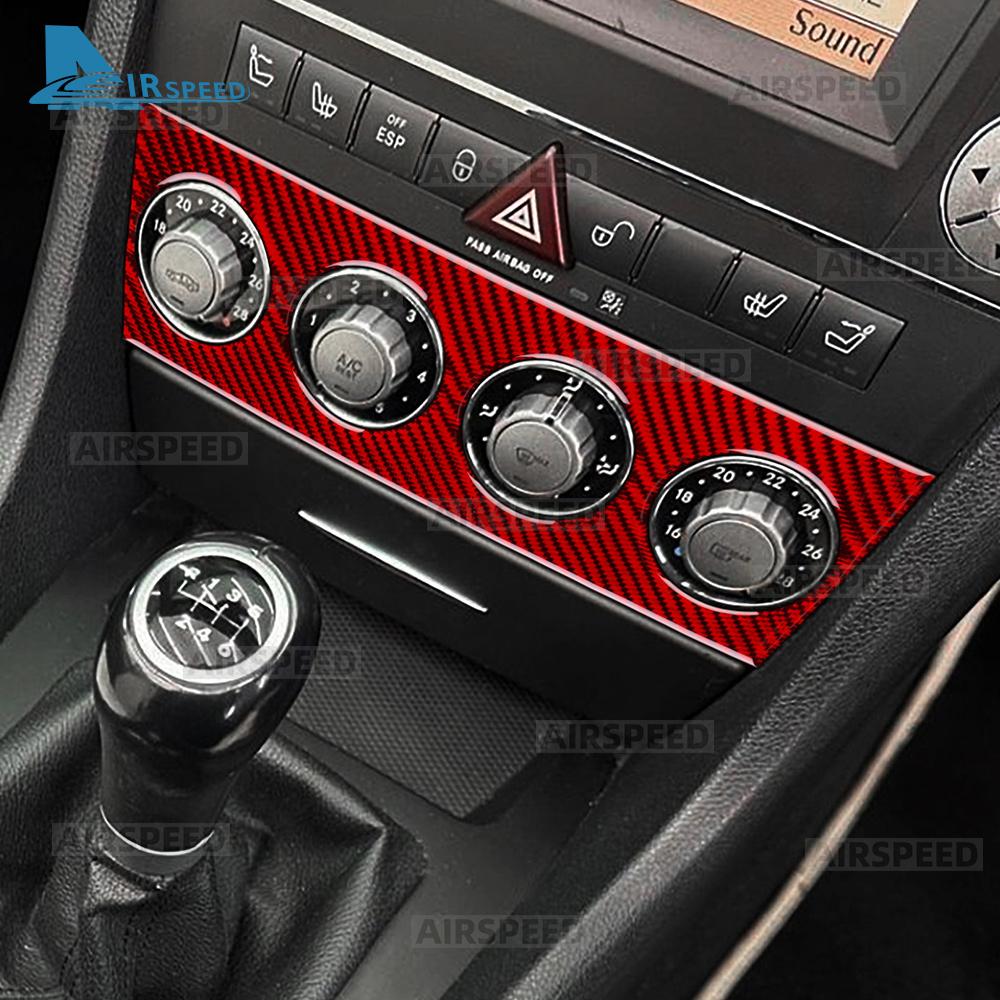Real Soft Carbon Fiber Trim Sticker For Mercedes Benz SLK R171 2004 2005 2006 2007 2008 2009 2010 Car Central Control AC Panel