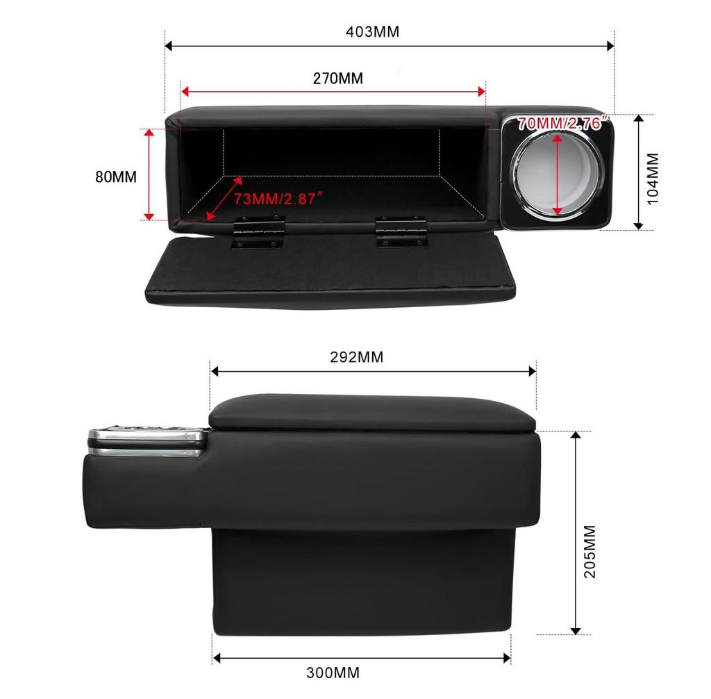 LAIEN Armrest Console Box for Toyota Ace PU Leather Storage Box with Drop Set of 2 Hiace/Regius (200 Series, Wide, Standard, 1st-8th Generation,