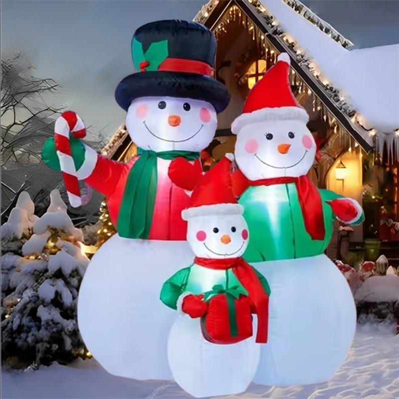 Inflatable Toy Family Snowman Christmas Inflatable Model Luminous Inflatable Model Christmas Atmosphere Decoration Model