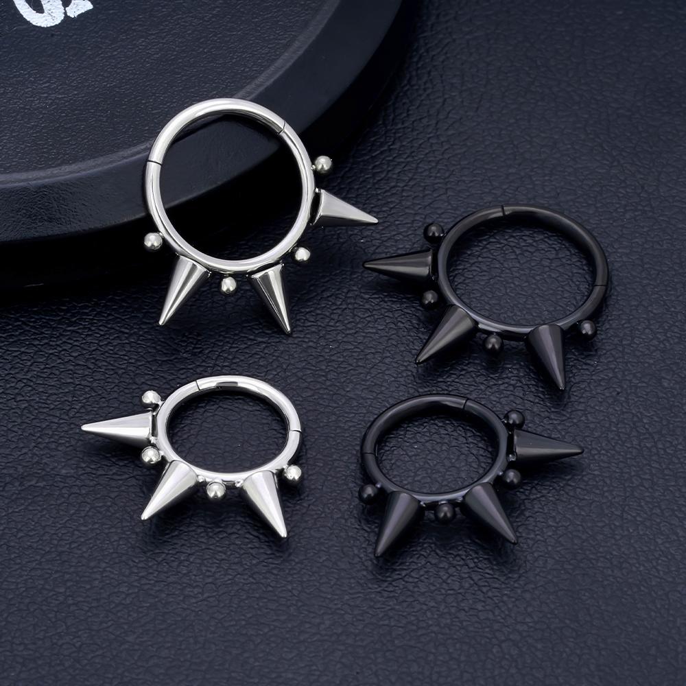 Inele Clicker Septum Spike Titan F136 G23 16G Inele Piercing Septum cu Balama Inele Nas Cercuri Cartilaj Helix Tragus Cercei Bijuterii Body
