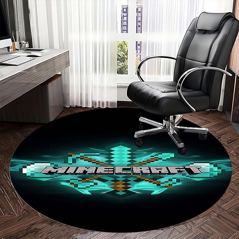 Spada di Minecraft, Tappetino per sedia Pixel Art, Tappeto Rotondo, Tappeto per Ufficio, Lavabile in Lavatrice, Antiscivolo, Adatto per Soggiorni, Camere da Letto