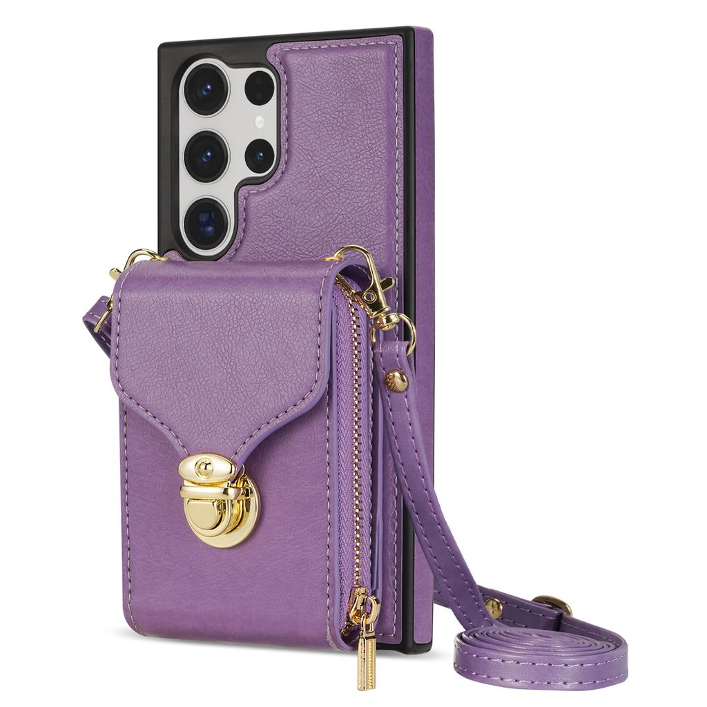 Lanyard Leather Crossbody Case For Samsung Galaxy S26 S25 Ultra S24 S23 FE S22 S21 Plus A36 A56 A37 A14 A54  Wallet Purse Cover
