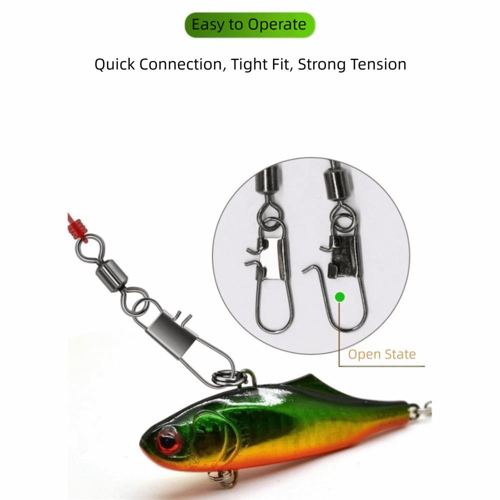 50pcs with Interlock Snap Fish Rolling Swivel Steel Fishing Swivel Fish Interlock Snap  Fishing