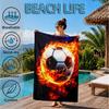 Electric Football Fire Beach Towel, Microfiber Beach Towel, Perfect For Pool, Beach, Travel, Home Decor Beach Party Fan gifts