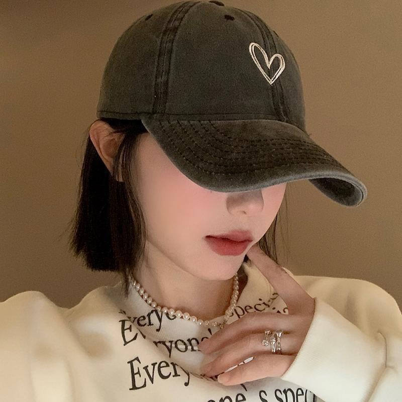 Washed old hat female big head circumference peaked cap retro sweet cool hot girl love soft top baseball cap shows small face