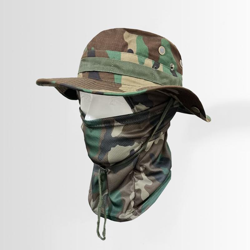 2Pcs/Set Wide-brimmed Hat Balaclava Mixed Set Men Sunscreen Boonie Cap Outdoors Hiking Camping Sun Hat Fisherman Hat