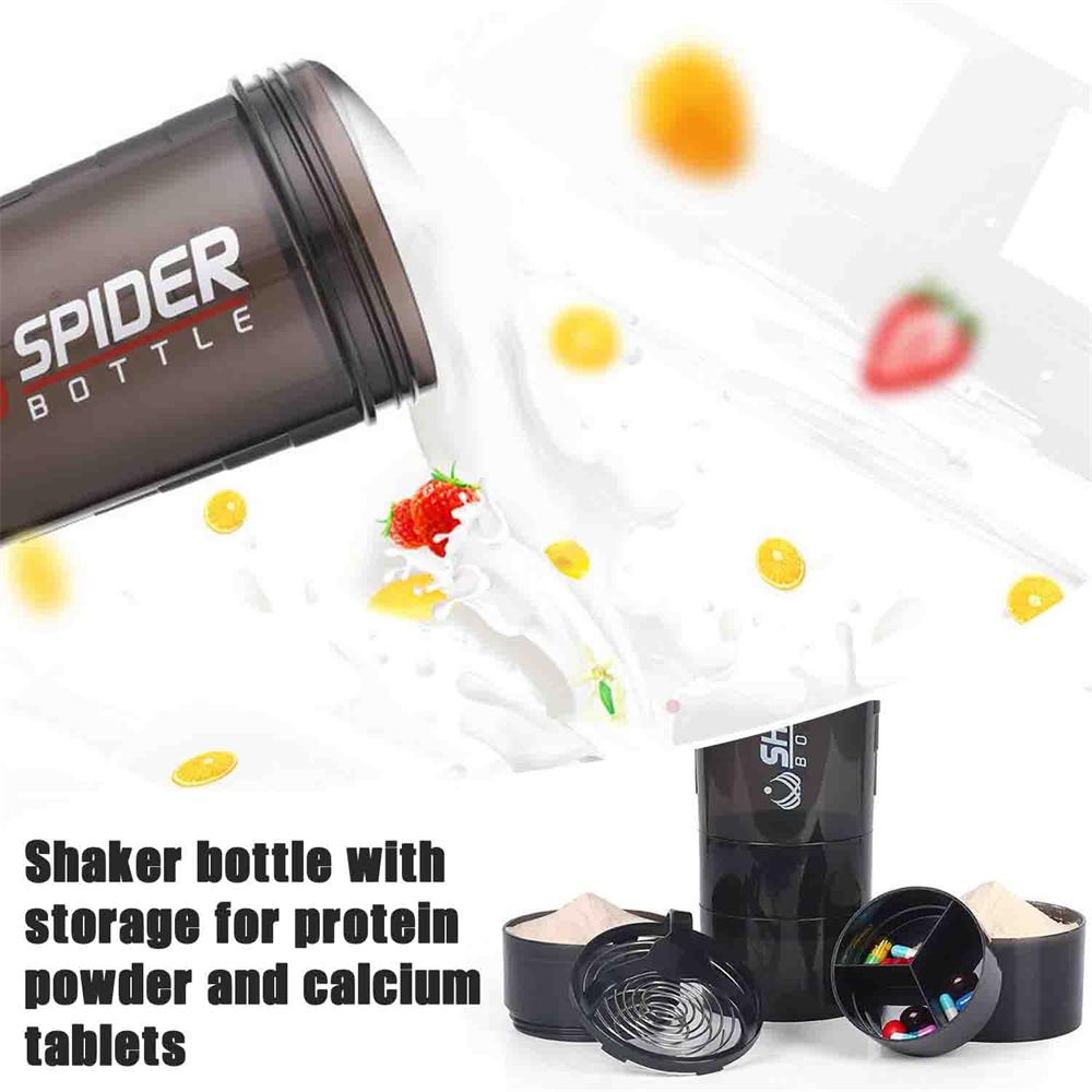 1 Stück Protein Shaker Flasche Tragbar 16oz Pulver Shake Becher 3 Schichten Shaker Protein Flasche Geeignet Für Sport Fitnessstudio Fitness Outdoor