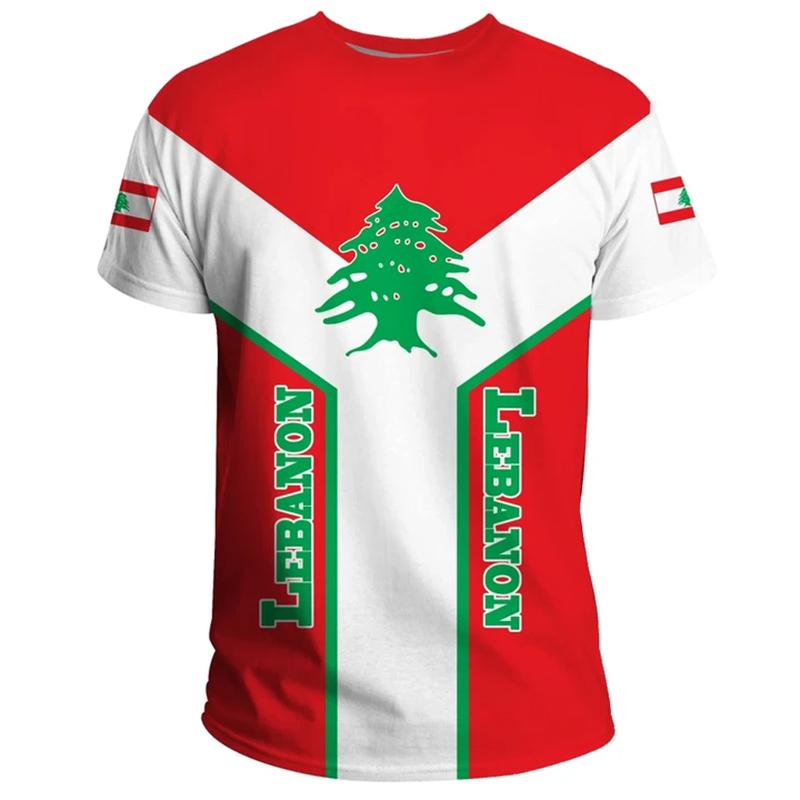 Libanon-Flagge Herren-T-Shirt mit Wald-Camouflage-Print, libanesisches Emblem, Sommerstraße, übergroße Mode, kurzärmelige Oberteile