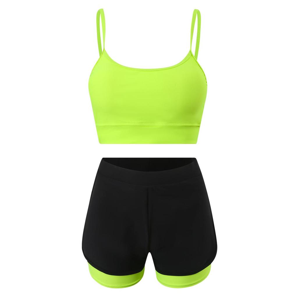 Maillot de bain deux pièces de sport pour femme: Contrôle du ventre taille haute, Débardeur dos magnifique élastique, Short confortable moulant, Maillot de bain source chaude.