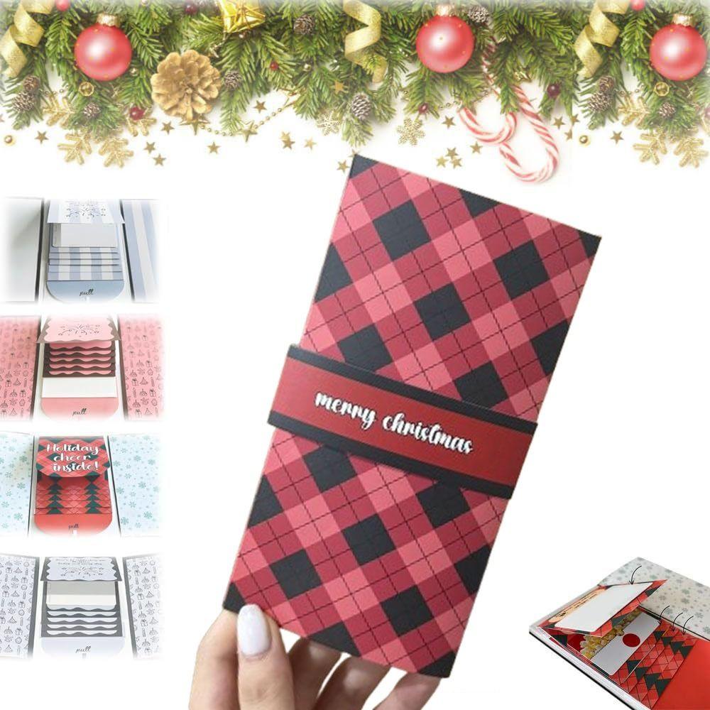 Handmade Christmas Gift Card Paper DIY DIY Gift Card with Envelope Blessing Message Pull Out Gift Card New Year Greeting