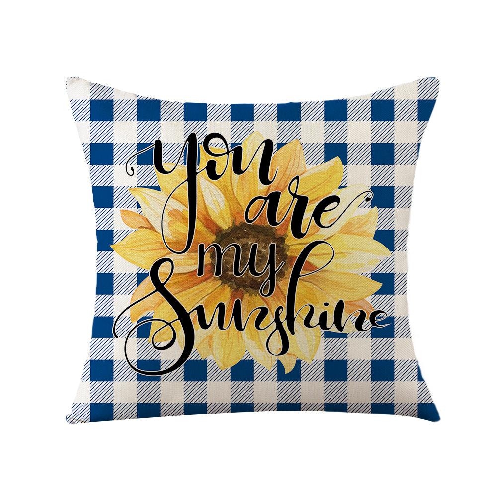 Home Decoration Pillowcase Set Watercolor Plaid Sunflower Pillowcase Spring High-end Home Cushion Cover