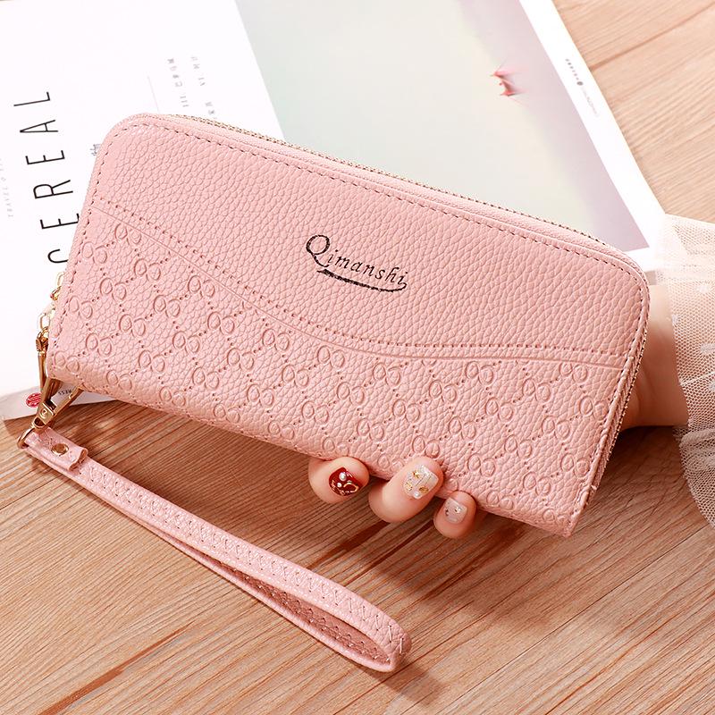 Fashionable Lychee Patterned Multi Slot Mobile Phone Bag with Double Zipper Wallet for Women