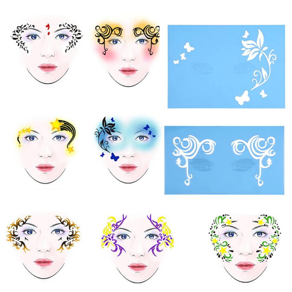 7styles/set Reusable Face Paint Stencil Body Painting Template Flower Butterfly Facial Design Face Paint Stencil
