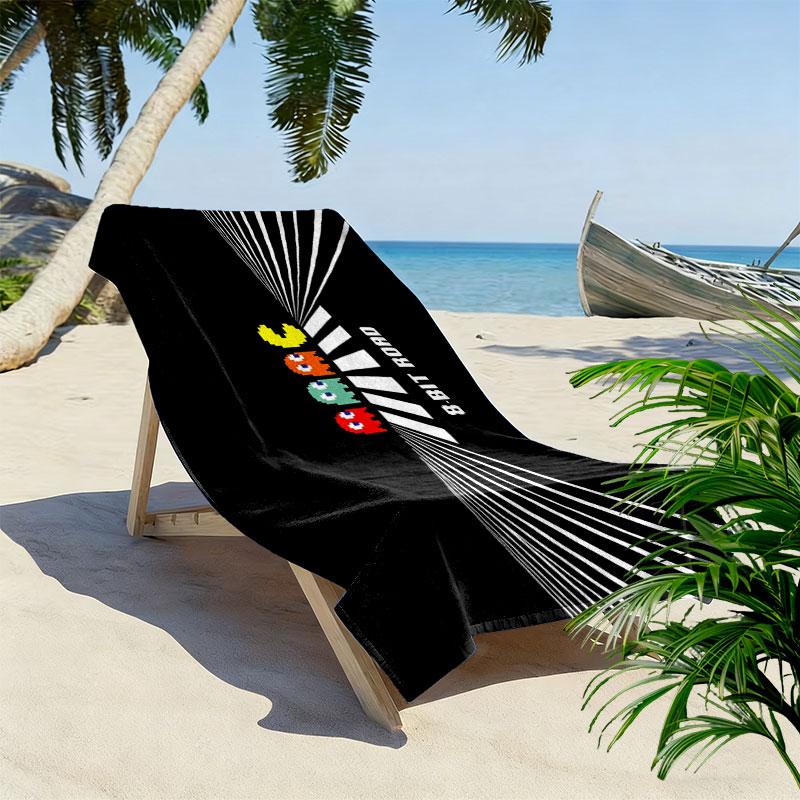 Pac-Man Print Beach Towel, Large Soft Quick Dry Towel for Beach Camping Swimming