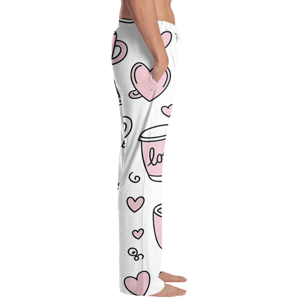 Men's Valentine's Day Printed Drawstring Long Pants Casual Pajamas