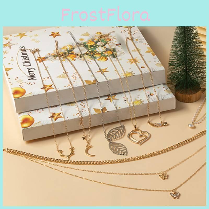 Christmas 24 Jewelry Day Countdown Calendar Necklace Earrings Girl For