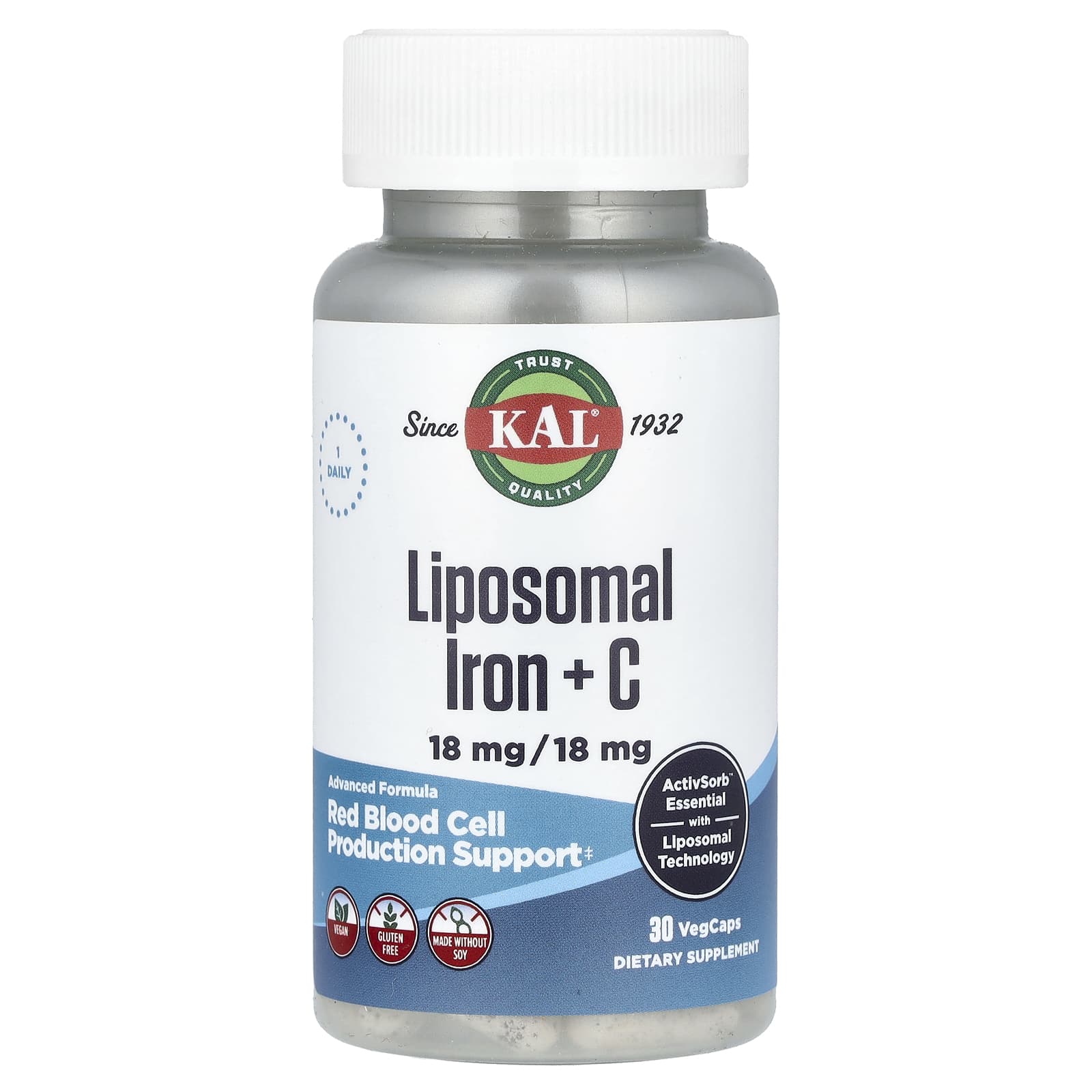 

Liposomal Iron + C, 30 Veggie Capsules
