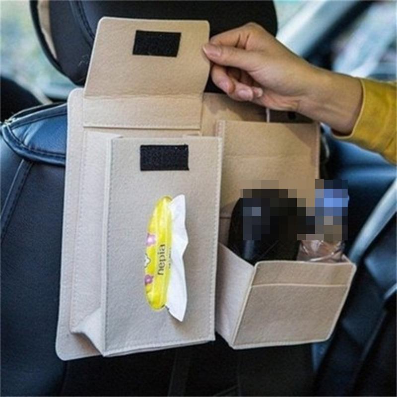 

Car Back Seat Storage Bag Organizer Multi-pocket Elastic Felt Bag Car Seat Back Bag for Paper Phone Car Accessories Interior чёрный