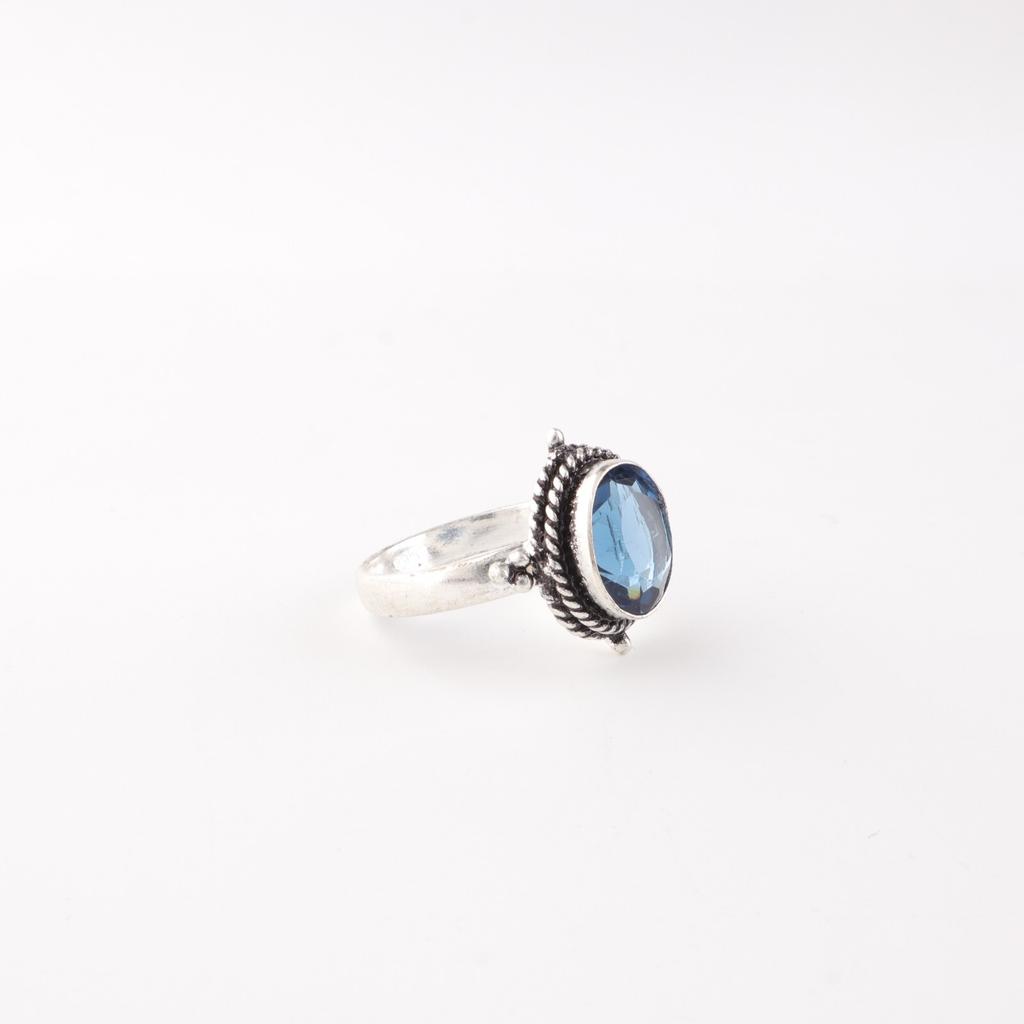 London Blue Topaz Gemstone 925 Sterling Silver Jewelry Handmade Engagement Ring RR-9-7