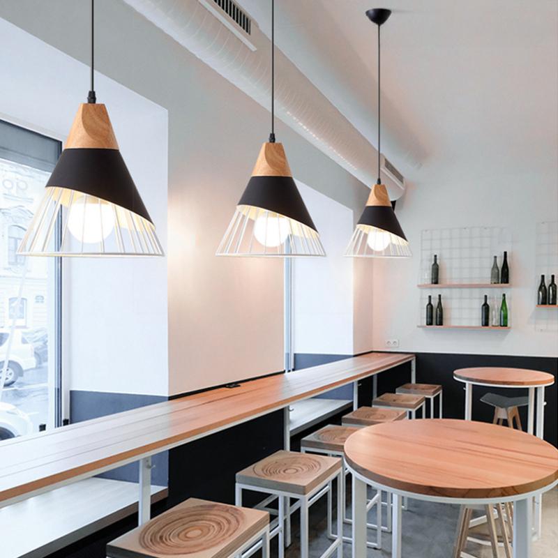 Lustre, Luz LED, Sala de Jantar Simples, Sala de Estar, Quarto, Madeira Maciça, Alumínio, Barra de Ferro Forjado, Lustre para Sala de Jantar