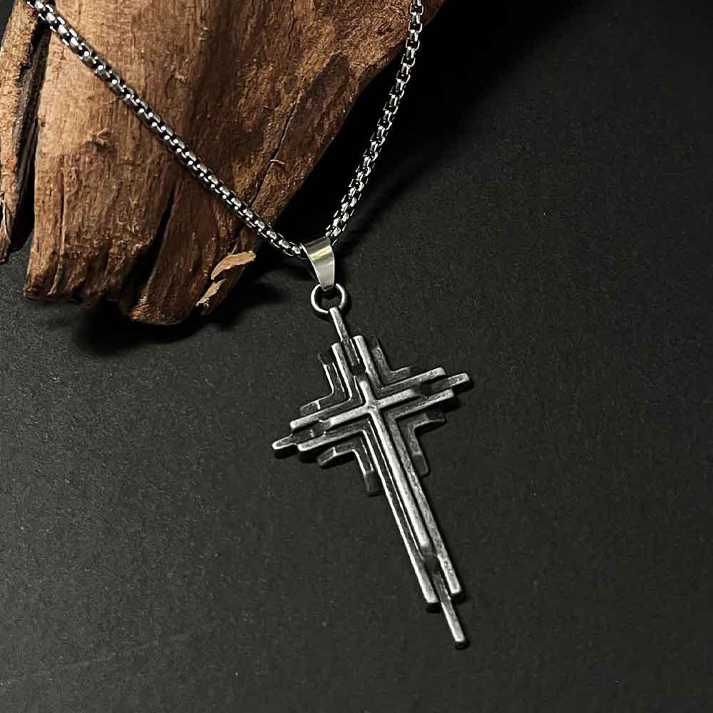 Unisex Three-Dimensional Cross Sweater Necklace