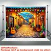 1 piece of 2D flat photography booth props, a vibrant Mexican garden polyester backdrop