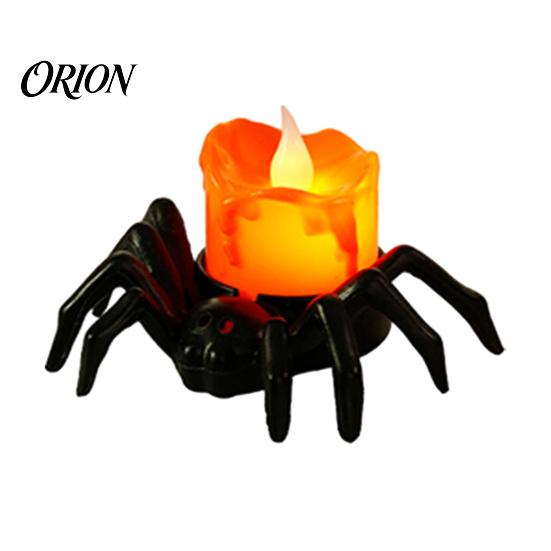 Reusable Small Night Lights Halloween Spider Tea Light Candle, Battery Operated Flameless Flickering LED Fake Realistic Plastic Wax Dripping