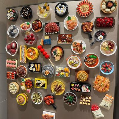 Aimants de réfrigérateur magnétiques alimentaires et végétaux stéréoscopiques 3D