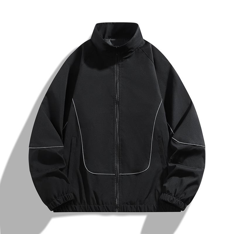 New coat men s new jacket casual sports trench coat reflective strip M чёрный